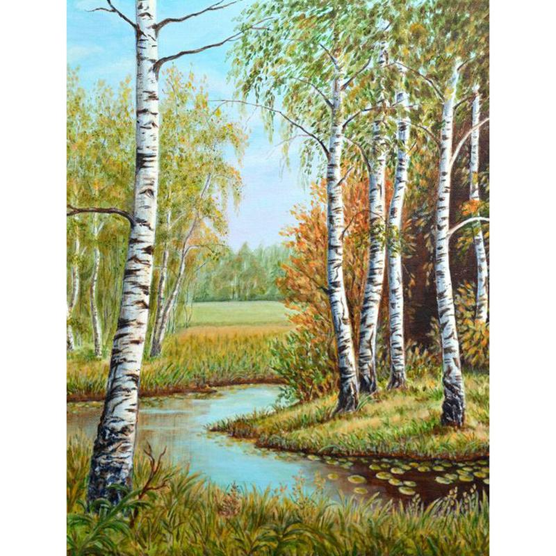 DIY 5D Diamond Painting Forest Creek Full Round Drill Scenic Diamond Embroidery Cross Stitch Mosaic Kits Wall Art Home Decor