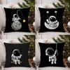Cute Cartoon Astronaut Pillow Case Sofa Living Room Bedroom Double-sided Printing Square Cushion Nap Time Cushion Cover