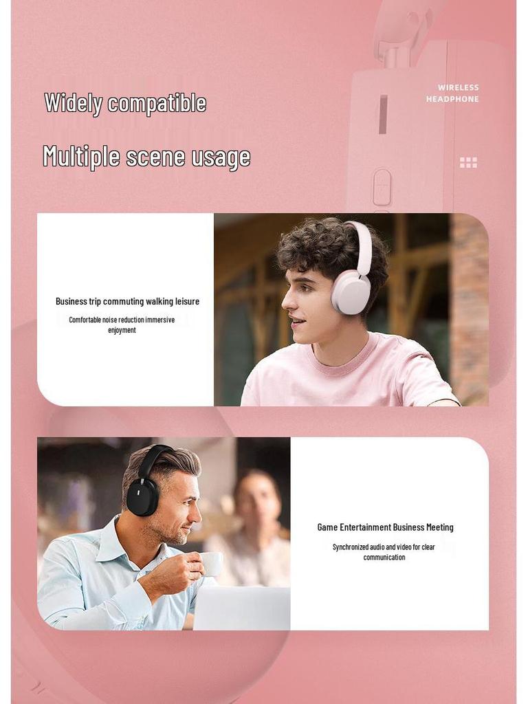Модные Беспроводные Bluetooth-Наушники Накладные: Большие амбушюры, Шумоподавление, Hi-Fi, Для киберспорта, Стильная и портативная гарнитура