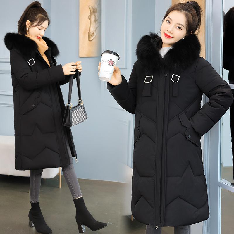 Women's Thickened Down Cotton Coat Medium-length Stylish Winter Hooded Jackets Overcoat Thick Warm Cotton Padded Coat Puffer Parka
