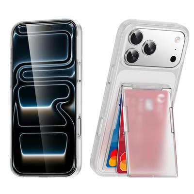 Новый для Apple 17PRO Чехол-картхолдер Чехол для телефона для IPhone 16 Прозрачный чехол-подставка ПК Портативное хранилище документов