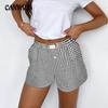 Women's New Summer Casual Comfortable High Waist Loose Wide Leg Retro Plaid Shorts