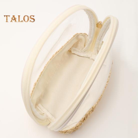 Соломенная косметичка ручной работы из прозрачного ПВХ, водонепроницаемая, большая вместимость, портативная, на молнии, многофункциональная дорожная косметичка-органайзер для туалетных принадлежностей