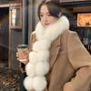 Solid Color Neck Scarf Faux Fox Fur Plush Neckerchief Wrap New Winter Long Scarf Shawl  Women