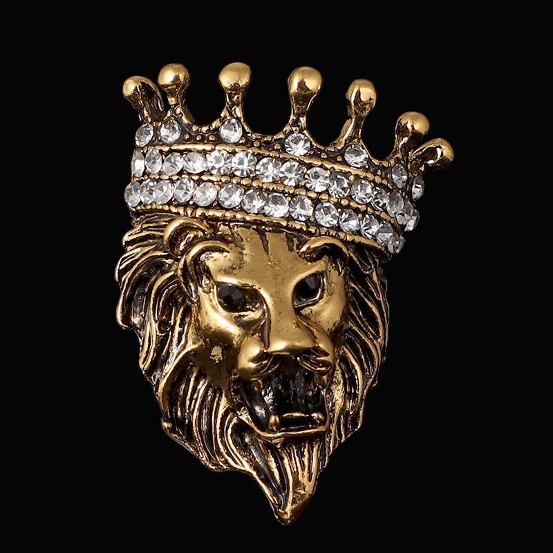 «Мужская роскошная брошь для костюма»: Дизайн головы льва, орла и оленя в короне"