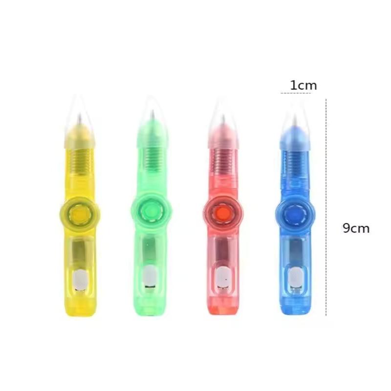 Набор из 4 ручек-гироскопов для пальцев, декомпрессионная вращающаяся шариковая ручка со светодиодной подсветкой, детская подарочная игрушка со встроенной подсветкой