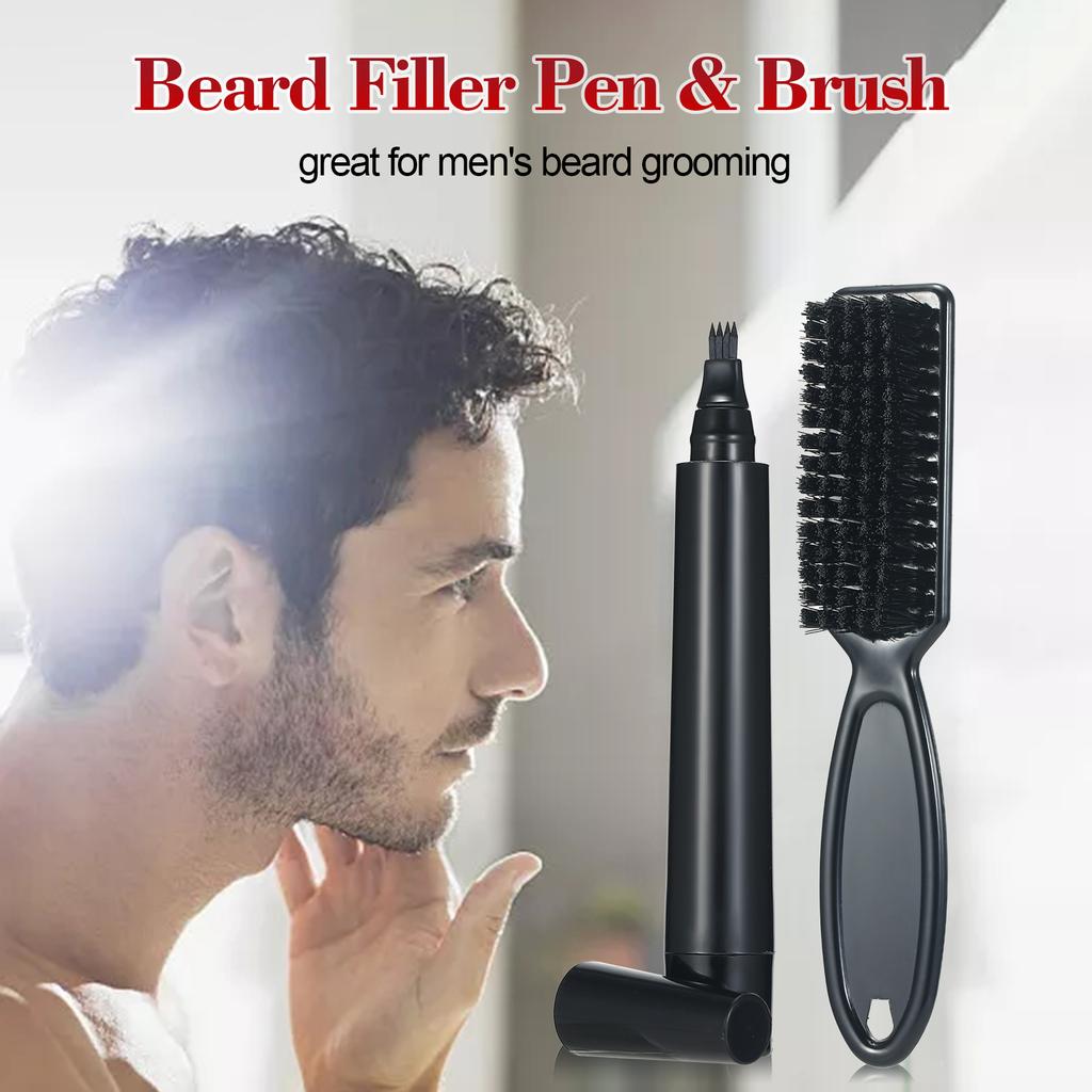 Ручка-наполнитель для бороды и щетка для бороды, восстановление формы мужских усов, эффективное улучшение волос на лице, водонепроницаемость