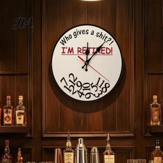 Retirement Gifts for Nurses And Teachers Humorous Wall Clock, Who Gives A Shit I'm Retired, Silent Non Ticking Round Wooden Clock Living Room