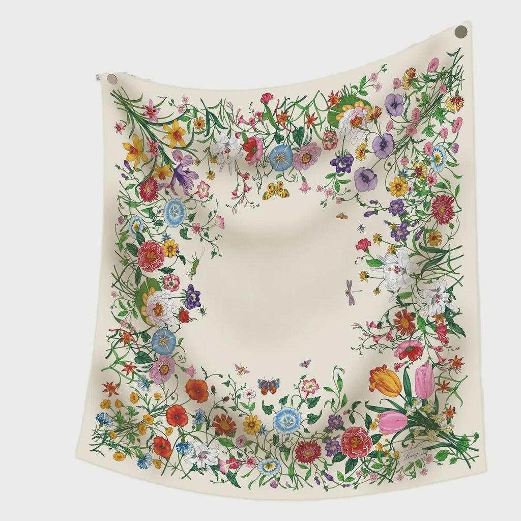 90cm Korean-Style High-Quality Twill Silk Chain Print Ladies' Decorative Shawl