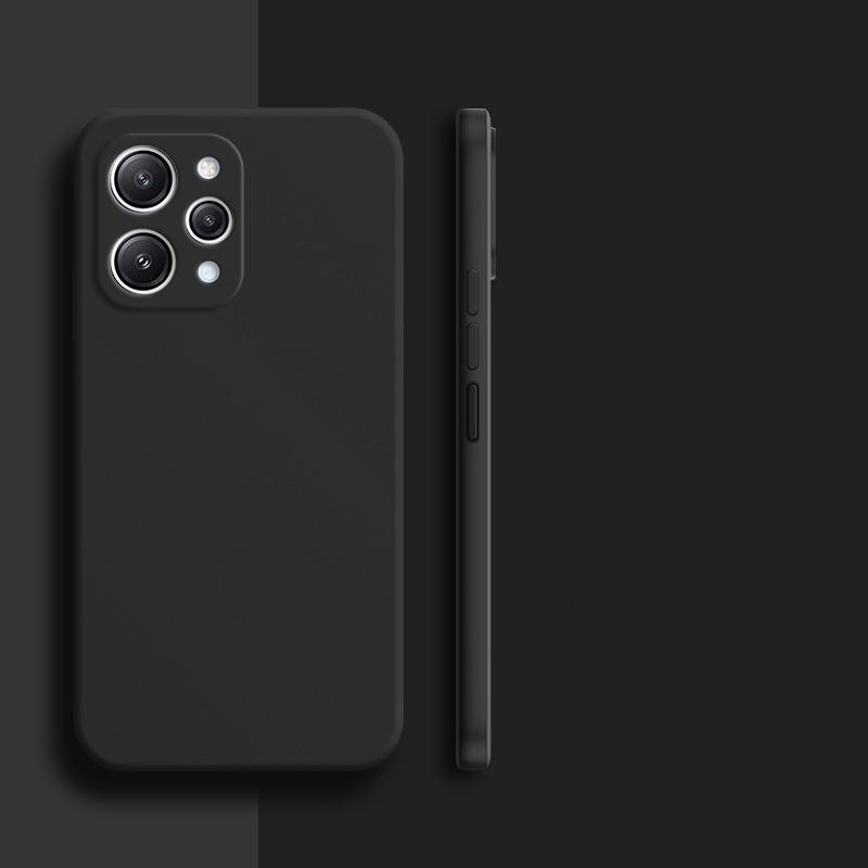 For Xiaomi Redmi 12 4G Case Full Cover Xiaomi Redmi 12C 10C 12 10 4G Cover Housing Shockproof Liquid Silicone TPU Black Funda