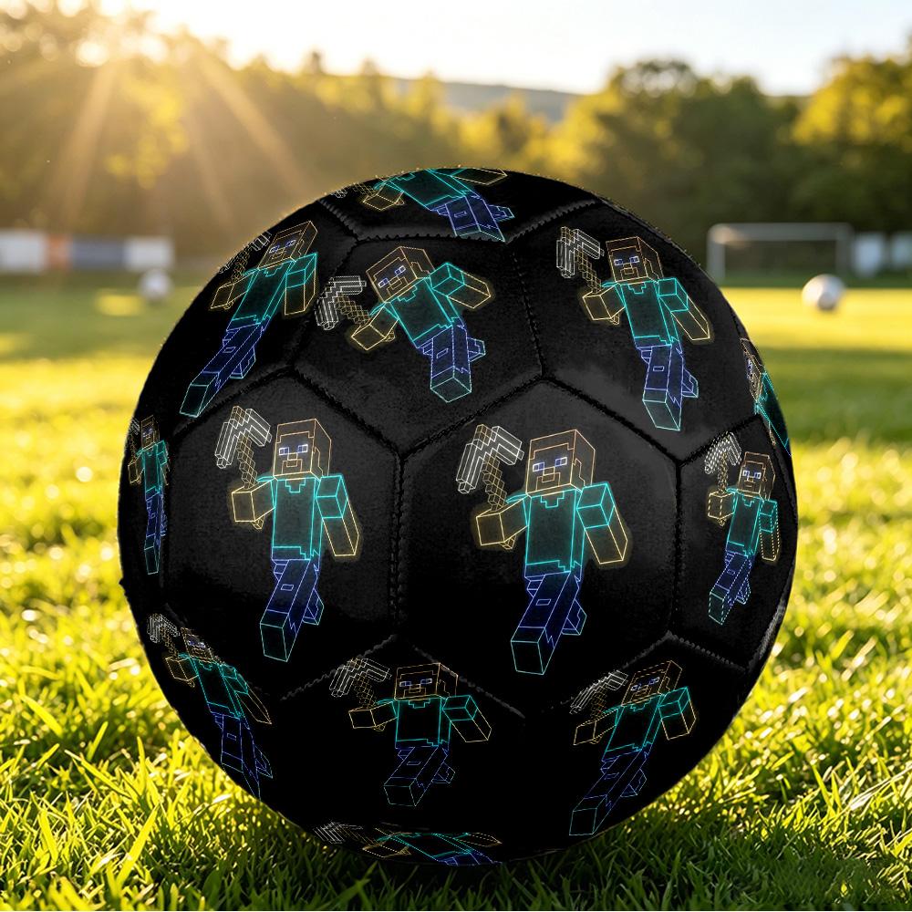 Minecraft Printed Size 5 Standard Football, Waterproof PU Training Soccer Ball for Outdoor Sports