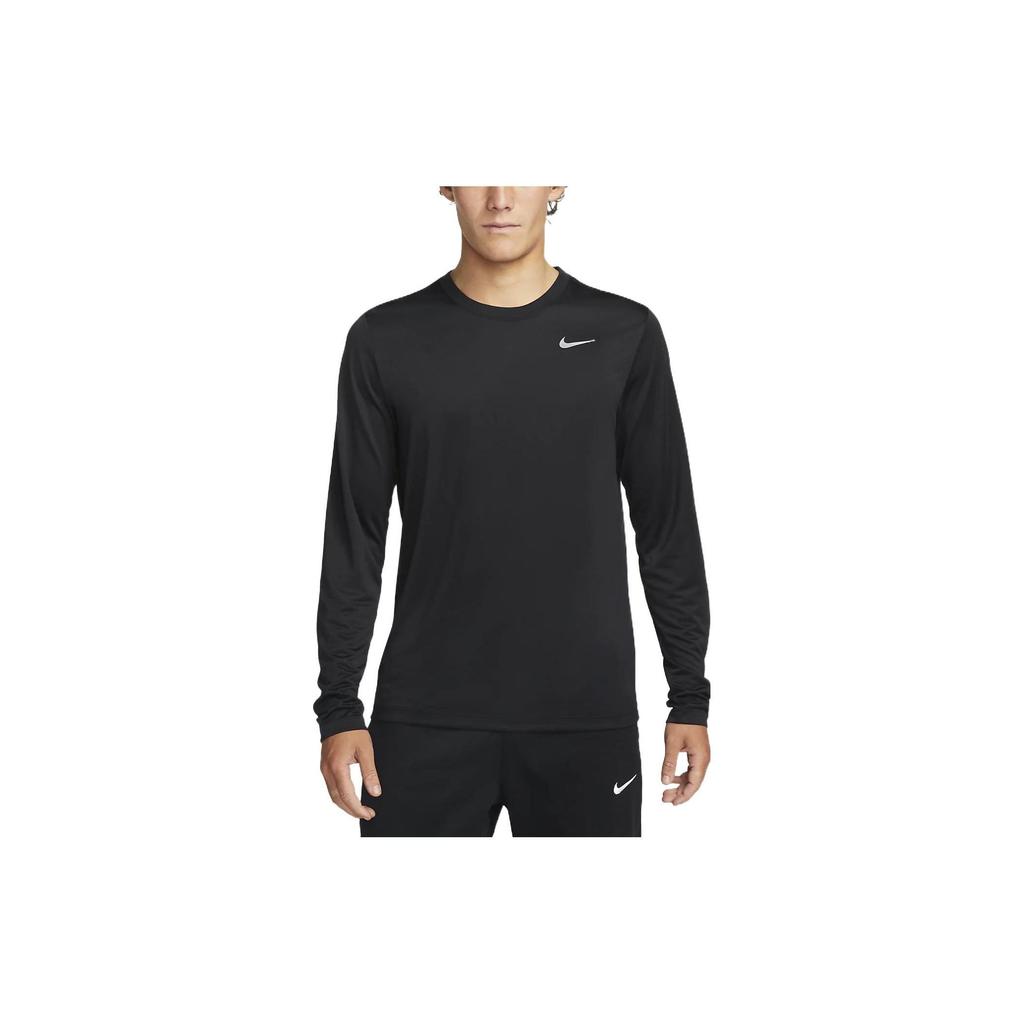 Nike Logo Print Round Neck Long Sleeve T-Shirt Men Tops Black DX0994-010