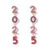 Aesthetic 2025 New Year Stud Earrings Jewelry Crystal Party Earrings  New Year
