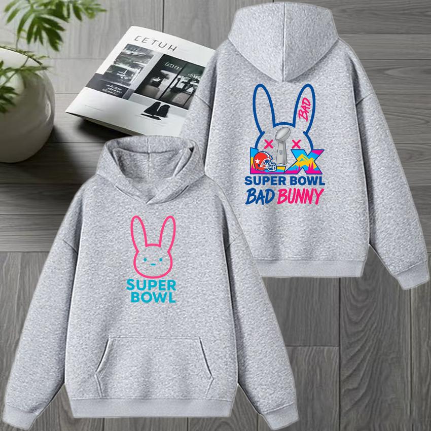 Rapper Bad Bunny Super Bowl 2025 Double Sided print Hoodies Unisex Fleece Casual Sweatshirt Unisex harajuku Casual streetwear