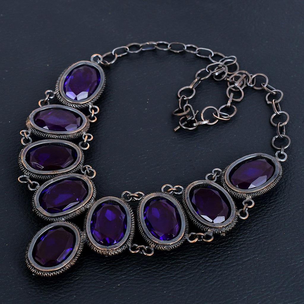 Аметистовое ожерелье, Ювелирные изделия из драгоценных камней, обернутые медной проволокой 999 пробы, Удивительные ювелирные изделия ручной работы, Подарок для нее