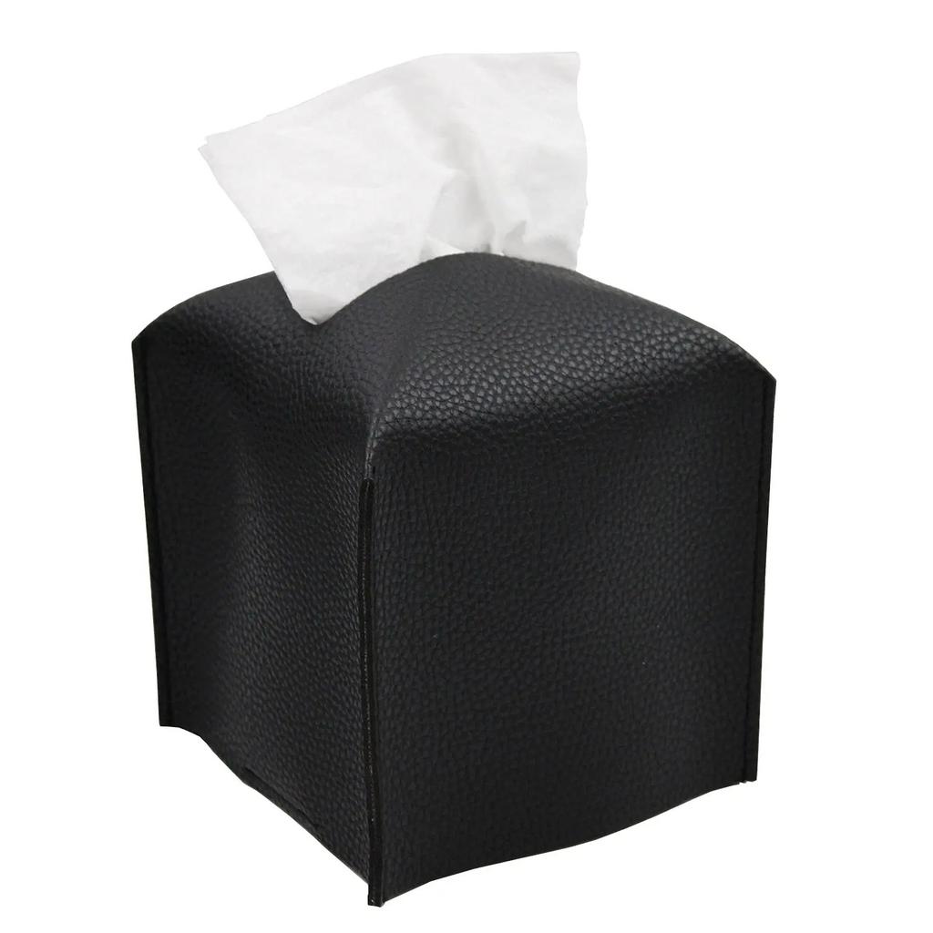 Квадратный декоративный держатель для салфеток из искусственной кожи, современный держатель для салфеток, органайзер для косметической бумаги, диспенсер для ванной комнаты 5X5X5''