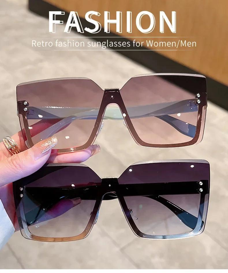 Новые квадратные солнцезащитные очки без оправы Женские Дизайнерские Модные Солнцезащитные очки Женские для Путешествий на Открытом Воздухе Защита от УФ-излучения UV400