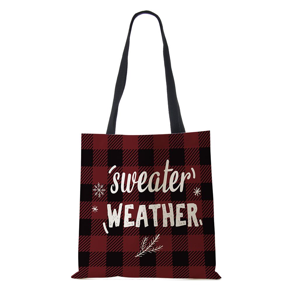 Рождественская холщовая сумка-шоппер Харадзюку Веселая рождественская елка Многоразовая дорожная сумка через плечо Большой вместимости Складная сумка-тоут для хранения Ручная KTB