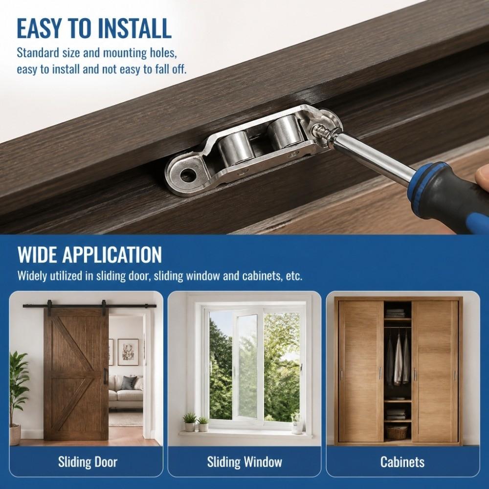 4pcs Double Bearing Window Pulley Wheels Zinc Alloy Door Window Fittings Sliding Door