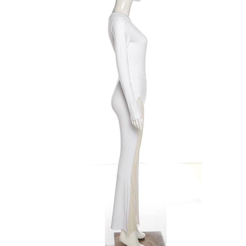 Женский комбинезон на одно плечо с сетчатыми вставками, осень 2021