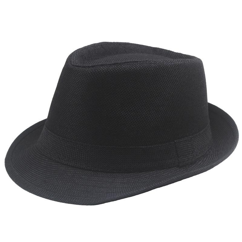Retro Summer Linen Fedora Jazz Hat with Roll-Brim for Outdoor Sun Protection