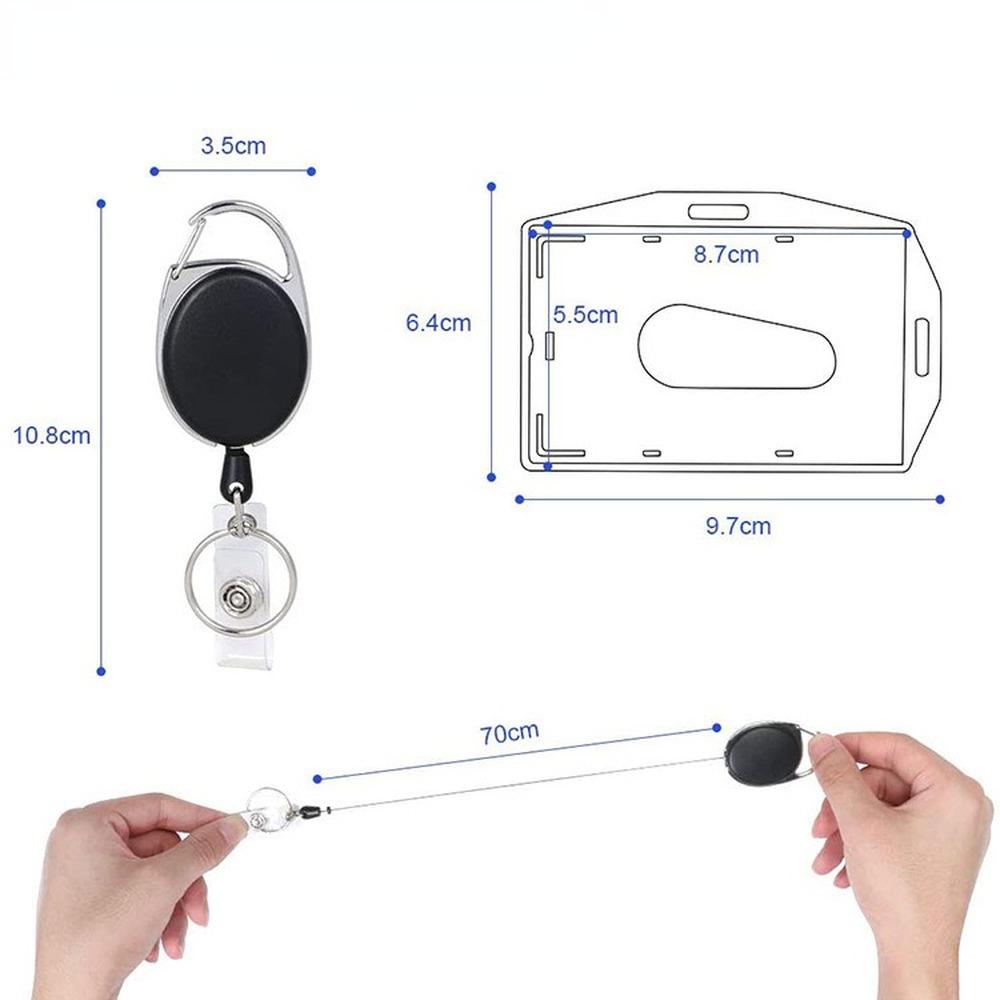 Выдвижной брелок для ключей, катушка, идентификационный ремешок, именная бирка с прозрачным жестким акриловым пластиком, держатель для удостоверения личности, защитная крышка