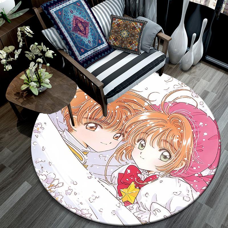 Cardcaptor Sakura2 Round Area Rug,Carpet Rug for Living Room Bedroom Sofa Playroom Decor,Non-slip Floor Mat