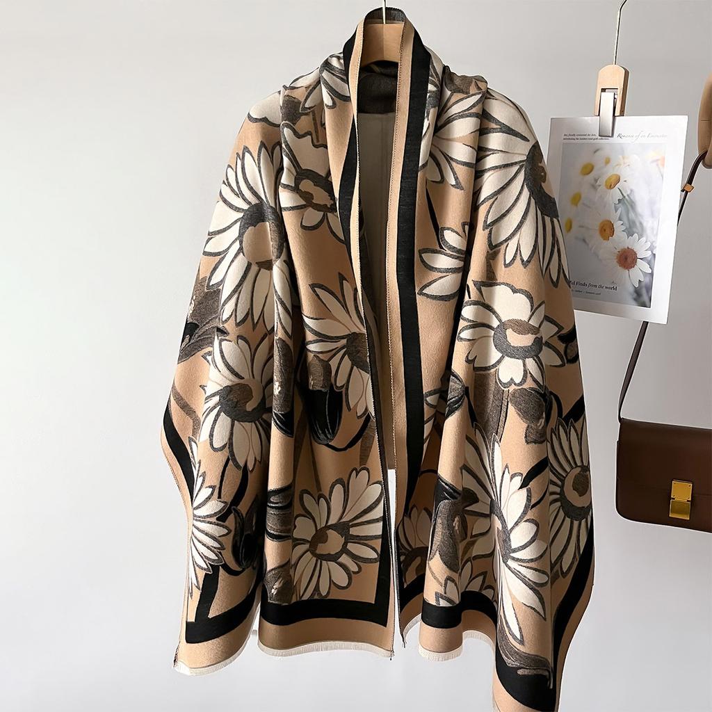 New Printed Double-sided Imitation Cashmere Scarf Women's Winter Scarf Girl Shawl