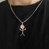 Fashion Hip Hop Funny Doodle Pendant Necklace For Man Woman Stickman Middle Finger Rock Punk Necklace Party Jewelry