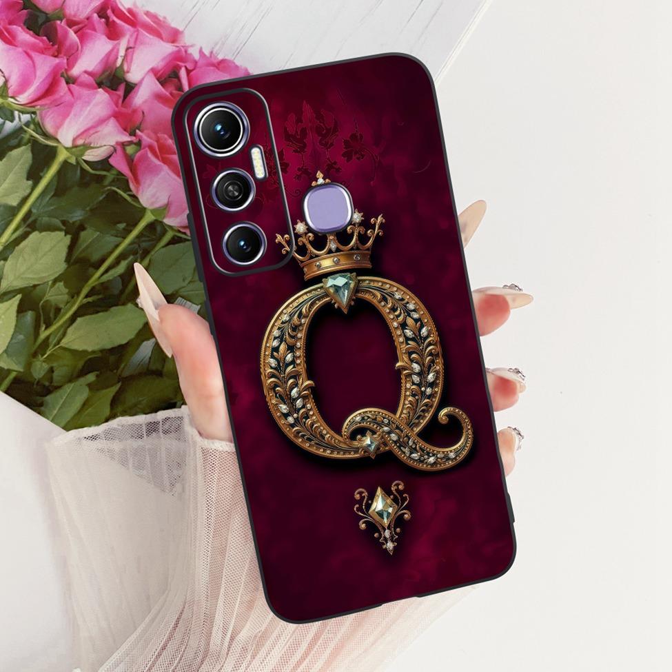 Для Infinix Hot 11 Чехол Силиконовый Роскошная Корона Буквы от А до Я 2D Плоский Рисунок Мягкий Корпус Для Infinix Hot11 X662 X662 X689FB Обложка