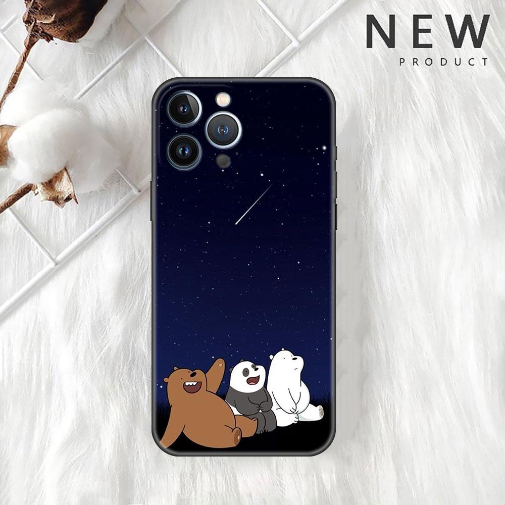 Чехол Funda для Apple iPhone 14 11 13 7 12 Pro 7 XR XS Max 8 Plus 6 14Pro 13Mini черный мягкий чехол для телефона We Bare Bears Cartoon