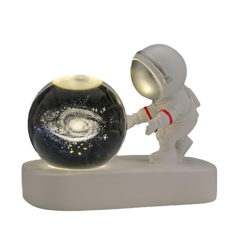 Cross-Border Astronaut Night Light: Starry Sky Crystal Ball with Luminous Base - Perfect Holiday Souvenir and Desktop Ornament.