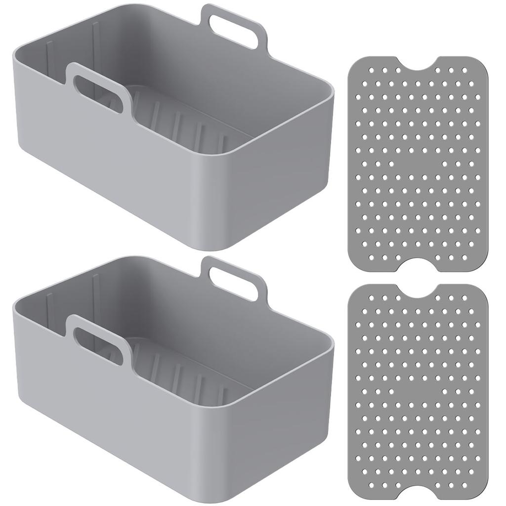 Air Fryer Silicone Tray Rectangle Oven Baking Tray Basket Reusable Liner Insert Dish For Ninja Foodi Fryer Pan Accessories