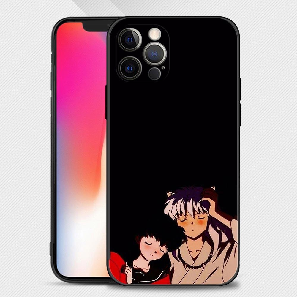 Чехол для телефона Iphone 14 13 12 11 Pro Max Xs Max Xr X 7 8 Plus 12 Mini 6s, силиконовый чехол с черным корпусом, аниме, милый Inuyasha