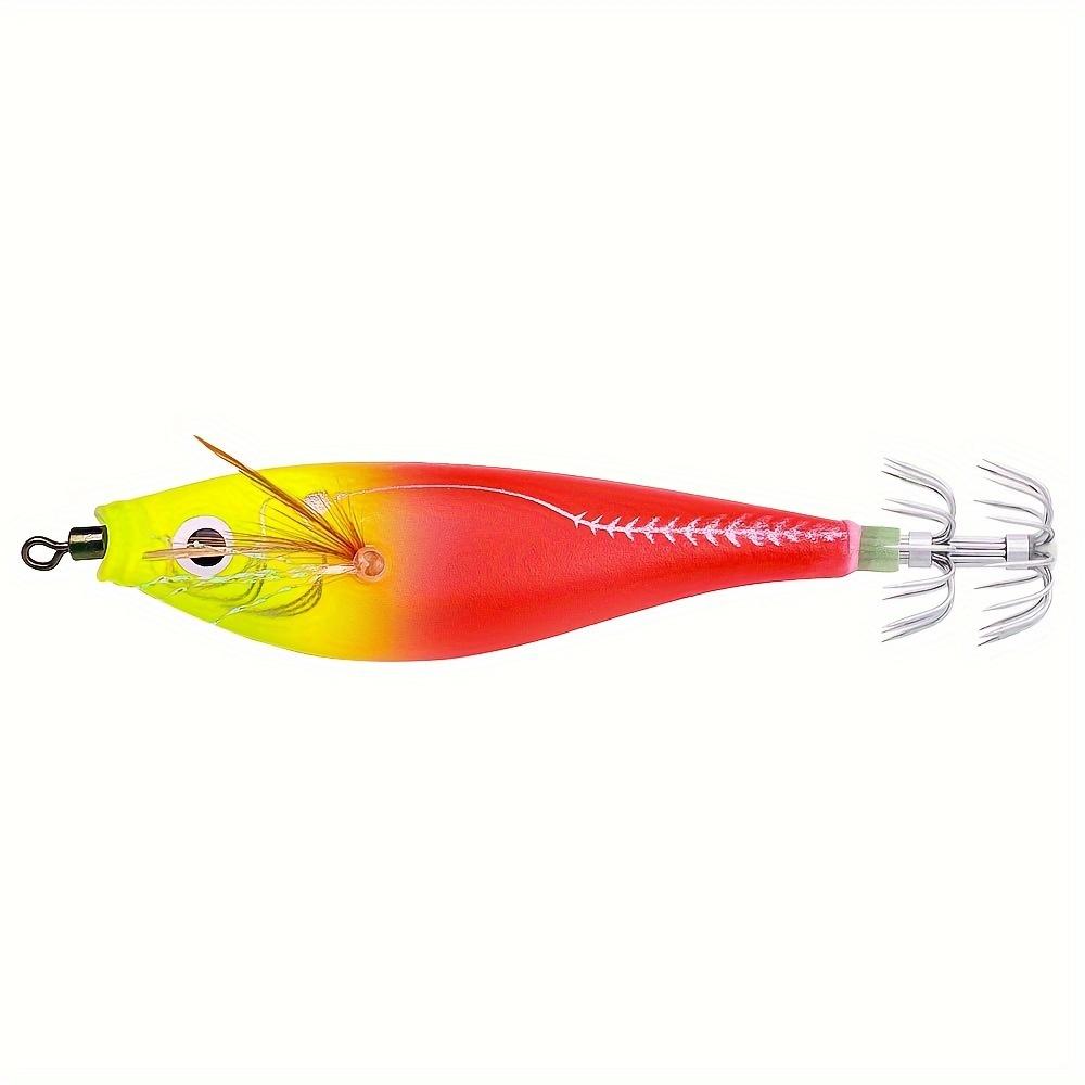 1Pcs Luminous Squid Jig 3.74in (9.5cm) 10g, Multi-Color PVC Fishing Lure Sharp Hooks Lines Sea Fishing Bait Squid Fishing Lures