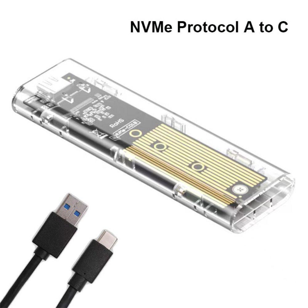 Transparent M.2 SSD Box NGFF NVME M2 Hard Disk Case PCIe 10Gbps Clear SSD Case External Enclosure Hard