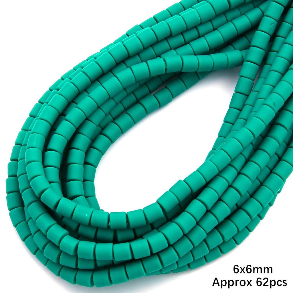60pcs/Bag 6x6mm Flat Round Cylinder Polymer Resin Clay Beads Loose Spacer Handmade Beads For DIY Jewelry Making Bracelets Necklaces Crafts 38cm/15