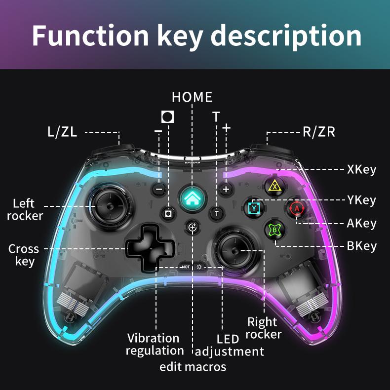 Геймпады для видеоигр, беспроводной контроллер RGB Pro, совместимый с Nintendo Switch/Switch Lite/Switch OLED/Android/IOS/Windows PC/Mobile