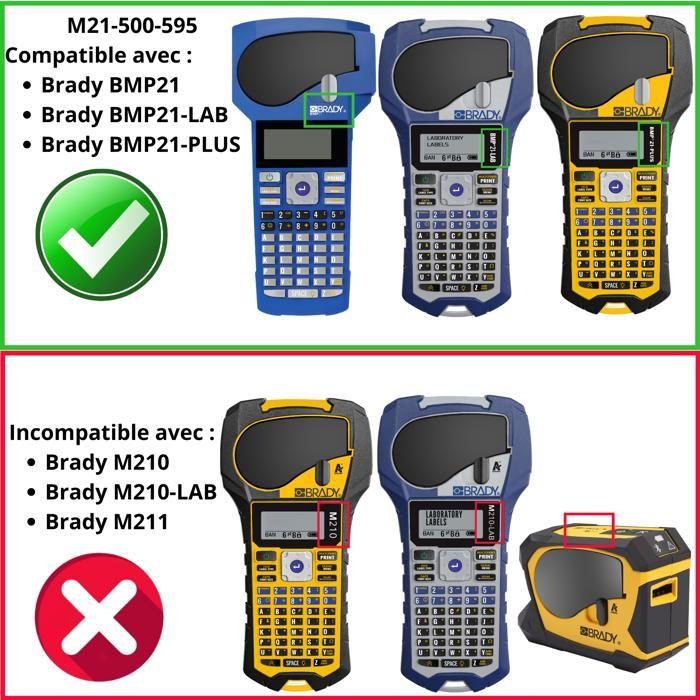 Совместимая лента - Phonillico® - M21-500-595 - Белый винил - 12,7 мм - 6,4 м