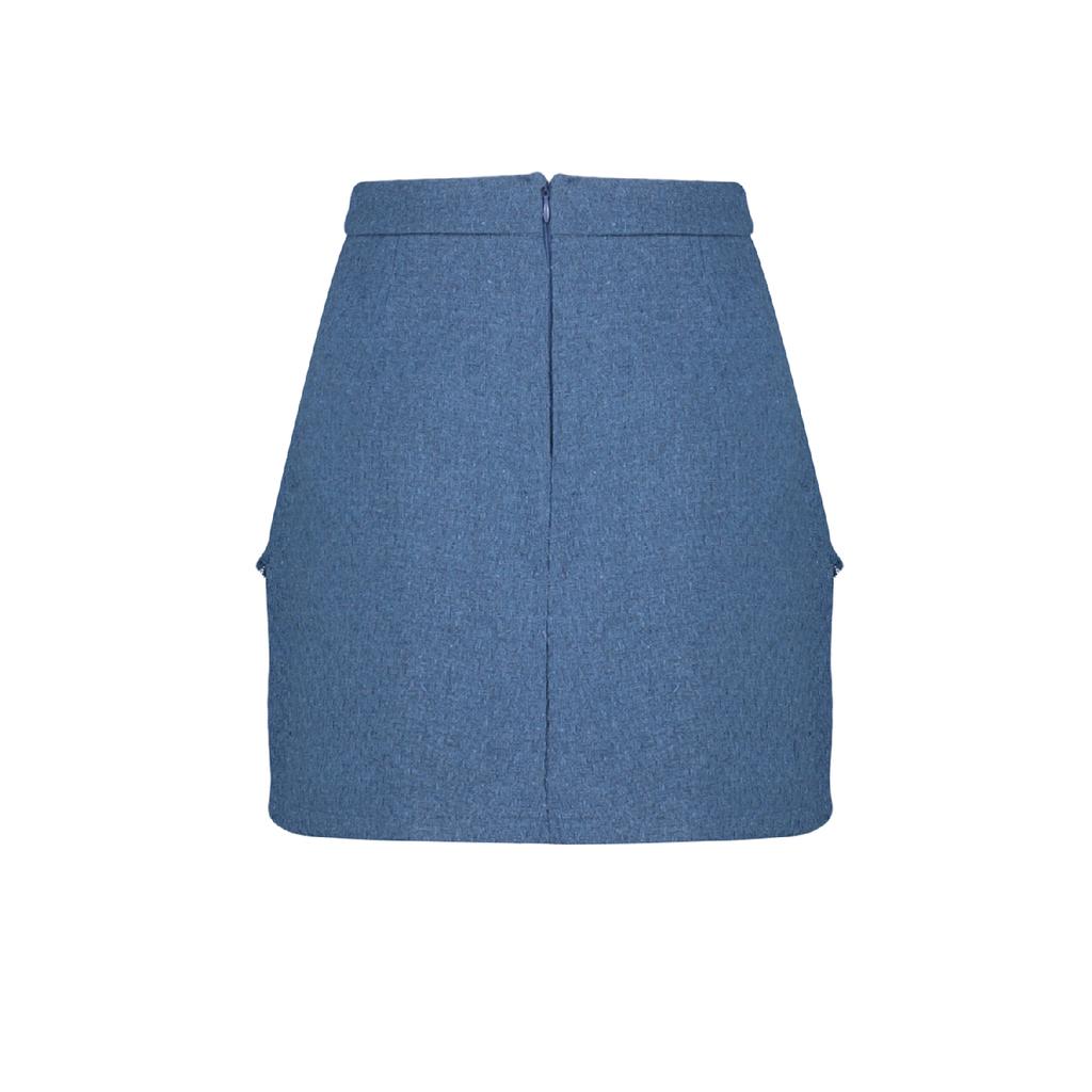 Мини-тканая юбка из твидовой ткани индиго с кисточками Twoaw24et00204