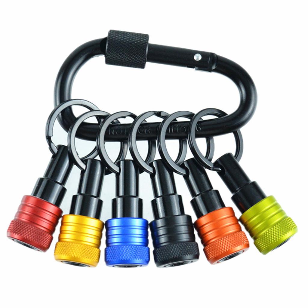 6Pcs Bit Holder Key Chain 1/4inch Portable Drill Holder Carabiner Hook Hex Shank Bit Holsters Quick Changing Bit Holder