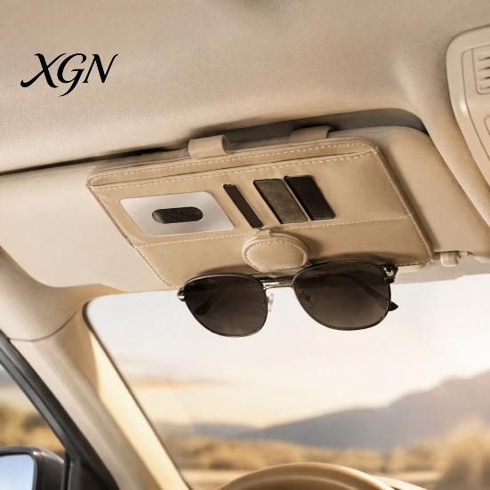 Car Visor Mount for Glasses Sun Holder, Eye Clip Organizer Driving Eyeglass Hanger Vehicle, Multi Functional Storage Pouch Sunglasses, Ticket
