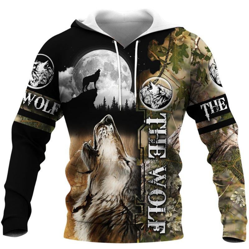 Толстовки с принтом волка Мужские толстовки с капюшоном 3D Брендовые толстовки Куртки Качественные пуловеры Модные спортивные костюмы Уличная одежда с изображением животных