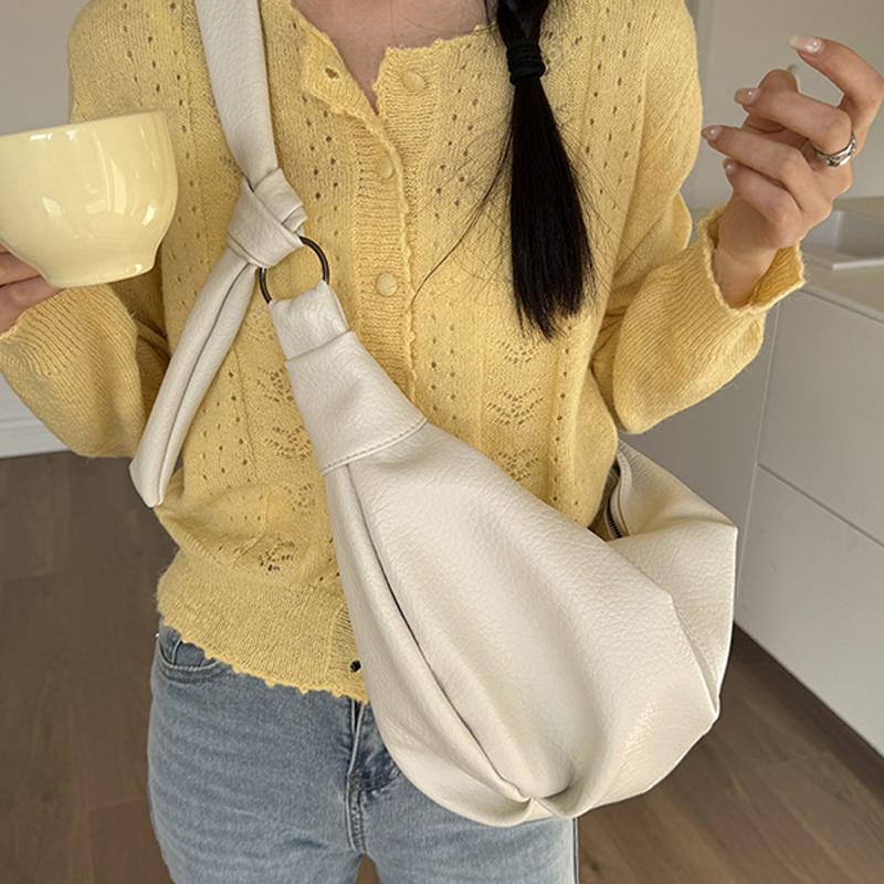 Корейская винтажная плиссированная сумка-хобо через плечо женская из мягкой ПУ кожи, сумка-пельмень, летняя повседневная, большой вместимости, на плечо KTY