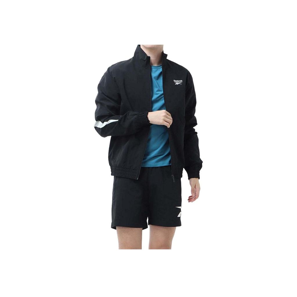 Reebok High Street American Brand Logo Letter Splicing Color Block Casual Woven Retro Stand Collar Jacket Unisex Jacket Black 24SRM101UGH0