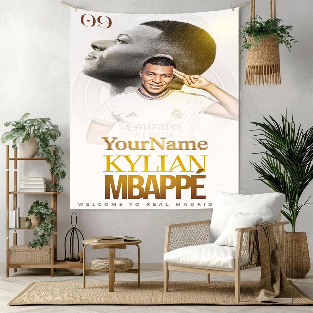 Mbappe Custom Your Name Wall Decor Tapestry Art For Pet Memorial Birthdaywedding Party Backdrop Family Gift