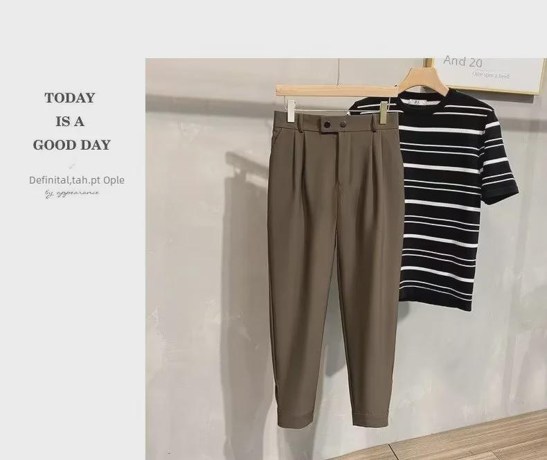 Мужские модные укороченные шаровары в корейском стиле — универсальный, драпированный костюм, подходящий для весны и лета