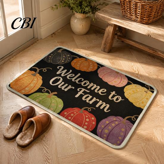 Small Balcony Carpet Halloween Cat Bath Rug, Non-Slip Linen Bathroom Absorbent Soft Bedroom Rug Quick Dry Door Mat for Front Kitchen Decorative