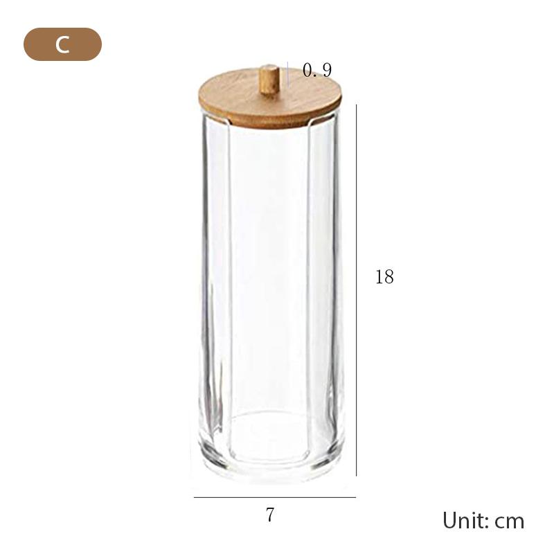 Makeup Cotton Pad Organizer Storage Box For Cottonswab Container With Bamboo Lid