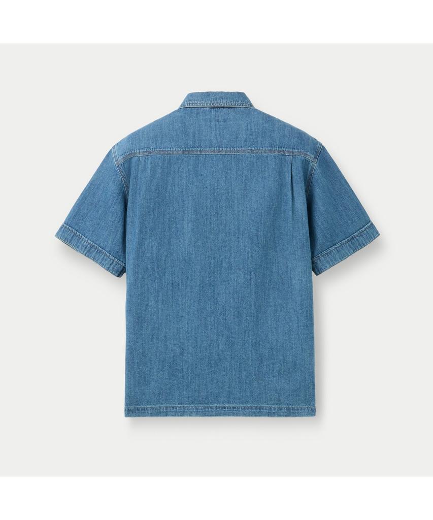 Silijeu (Set-Up) Light Blue Denim Short Sleeve Oversized Shirt Sasfm26871Bul